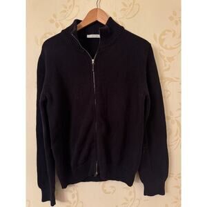 Italy Men's Size 48 Gentry Portofino Blue Cotton Full Zip Sweater